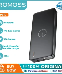 ROMOSS 10000mAh Power Bank - Ultra-Thin, 10W Fast Charge for Xiaomi, iPhone, Huawei