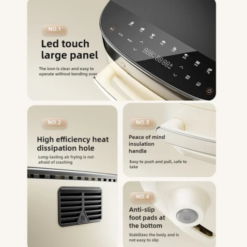 Large Capacity Multifunctional Air Fryer with Metal Cavity and Non-Stick Coating for Home Use - Image 5