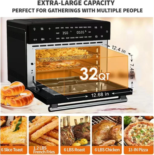 Air Fryer Oven Combo with Rotisserie and 18 Cooking Functions for Family Meals - Image 6