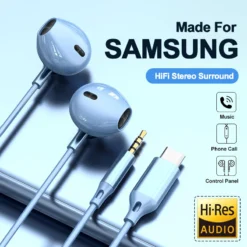 Wired Earphones with USB Type-C and 3.5mm Connector for Samsung Galaxy Devices