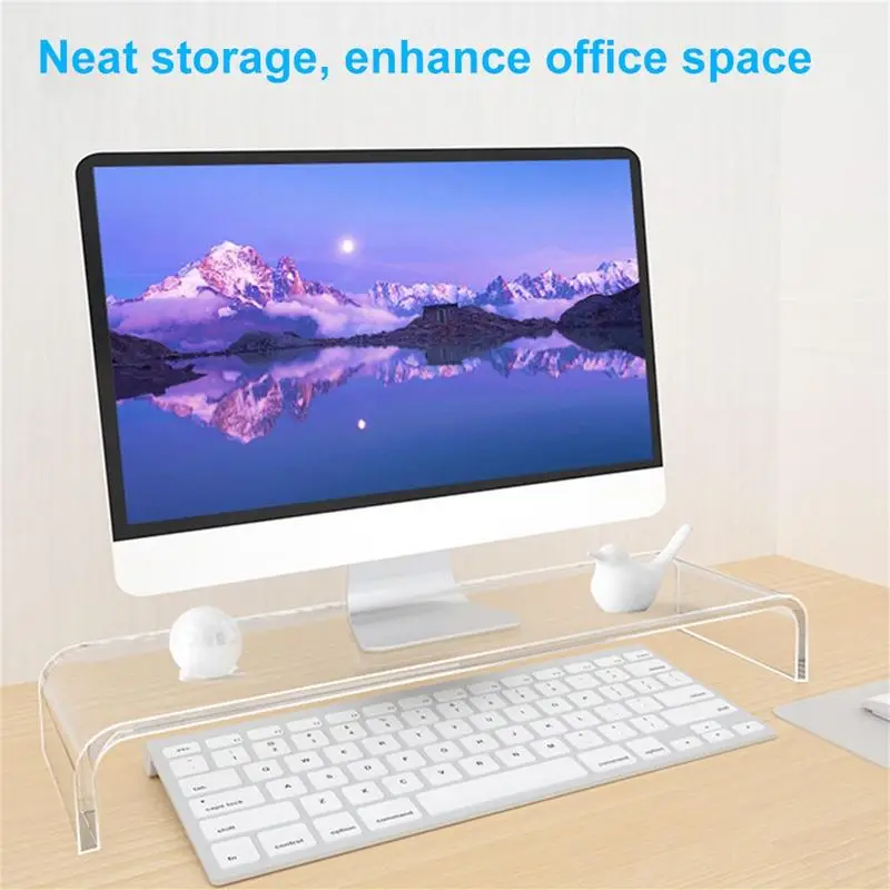 Acrylic Monitor Stand Riser Clear Computer Monitor Heighted Base Keyboard Laptop Bracket For Home Office Computer Accessories - Image 4