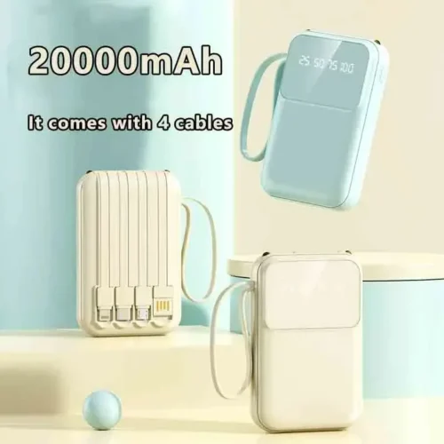 Xiaomi 20000mAh Mini Power Bank with Built-in Cables and Digital Display