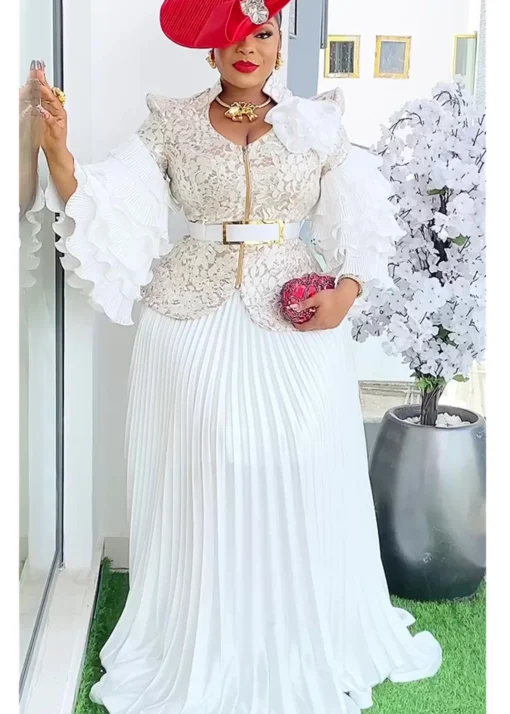 Plus Size 2-Piece African Dashiki Outfit - Women's Tops and Skirts Set for Weddings and Parties - Image 2