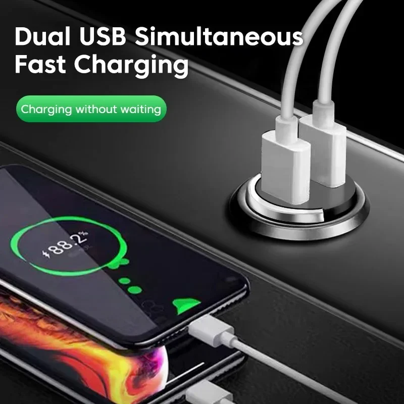 200W Fast Car Charger with Dual USB and Type-C Ports - 12-24V Adapter - Image 2