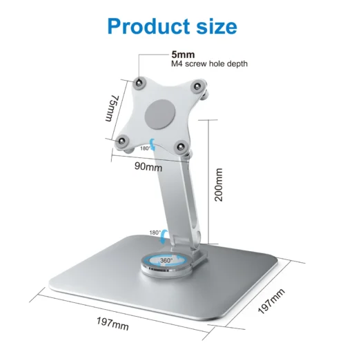 Alternative view of Monitor Stand Support Aluminum Alloy Desktop 360 VESA 75x75mm Suitable for M4 Screws Max Load 5KG Holder