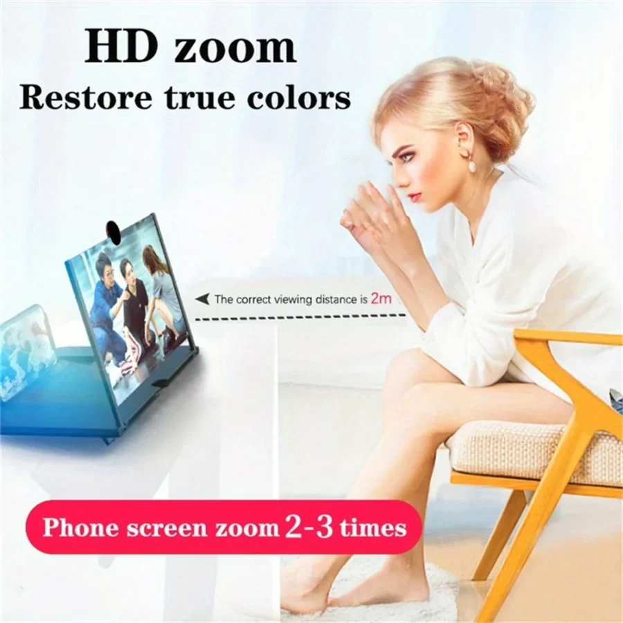 12 Inch Phone Large Screen Amplifier 3D Magnifying Glass Holder HD Portable Mobile Phone Screen Video Magnifier Screen Bracket - Image 5