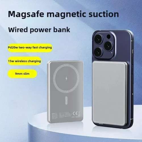10,000mAh Thin Wireless Magnetic Power Bank – 20W Fast Charging for MagSafe Compatible with iPhone and Xiaomi