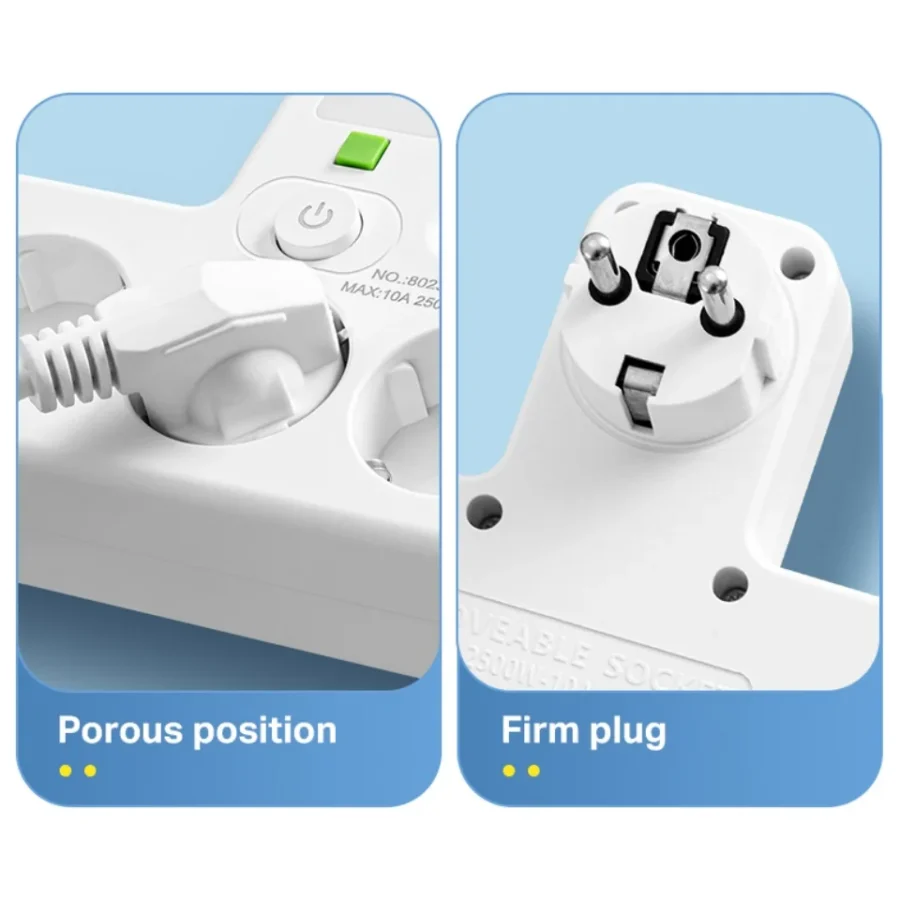 EU Plug AC Power Strip Multiprise Wall Mounted Socket Universal Network Filter USB Ports Separate Switch light Adapter - Image 3
