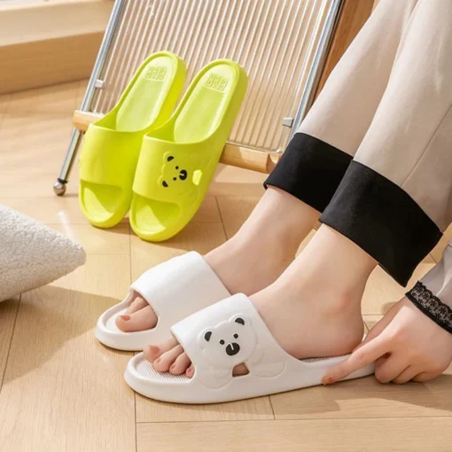 Women's Indoor Slippers - Lightweight Soft EVA Non-Slip Cartoon Bear Home Slides - Image 4