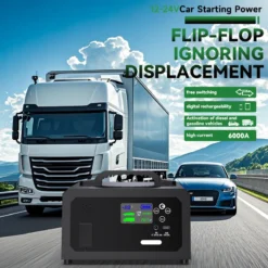 Portable Lithium Jump Starter with 6000A Power and USB-C Charger for Gas and Diesel Engines