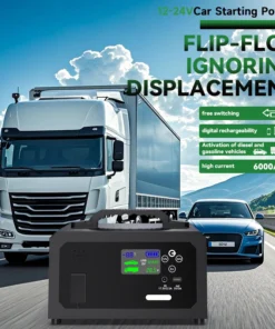 12V 24V Portable Lithium Jump Starter 6000A,Car Battery Booster,USB-C Powerbank Charger,For up to 20L Gas and 16L Diesel Engines