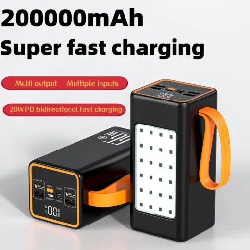 High-Capacity Power Bank with 66W Fast Charger, 200,000mAh, Waterproof for Mobile Phones and Laptops - Image 4