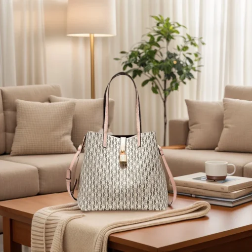 Leather Crossbody Bag with Large Capacity and Letter Print Design for Women - Image 5