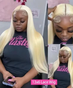 Alternative view of 250 Density Human Hair Wigs Blonde 613 Lace Front Wigs 13x6 Straight Human Hair Lace Frontal Wig Brazilian Hair Wigs for Women
