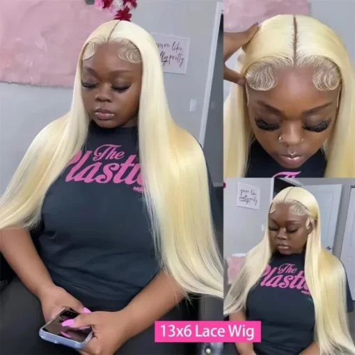 Blonde 613 Lace Front Wig 13x6 Straight Human Hair for Women - Image 2