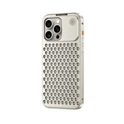 Metal Aluminum Hollow Cooling Phone Case with Detachable Rear Cover for iPhone 12, 13, 14, 16, and 17 Pro Max