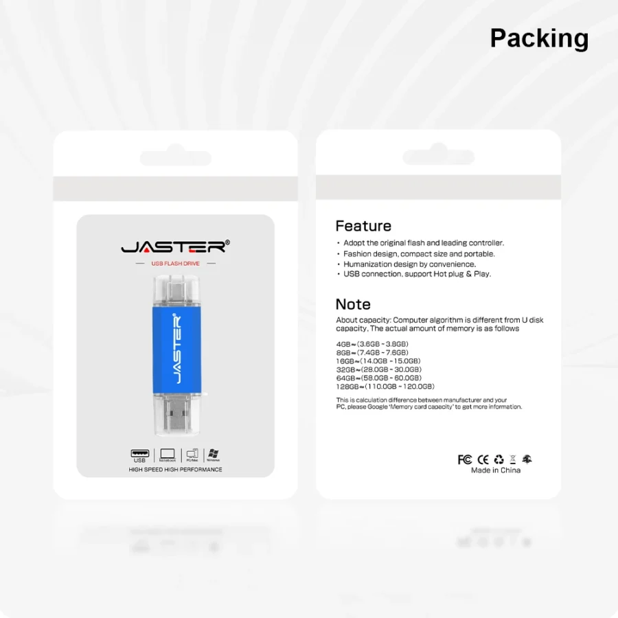 JASTER 2-in-1 OTG USB Flash Drive - 128GB, Type C & Micro USB - Image 6