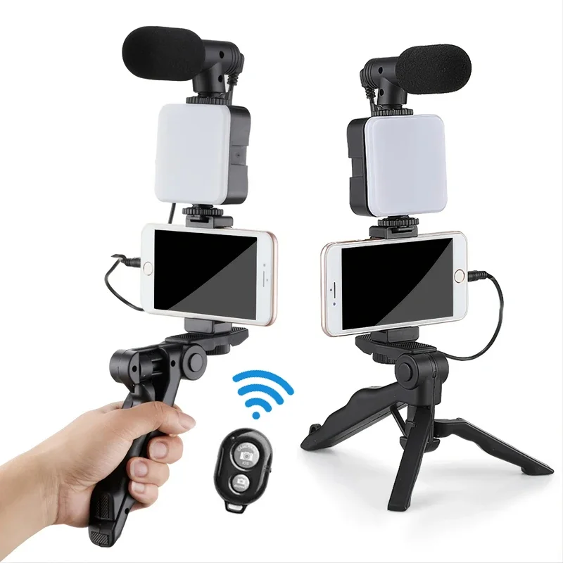 Smartphone Vlogging Kit With Tripod Phone Holder Mini Microphone LED Fill Light Starter For TikTok Live Stream Video YouTube - Image 6