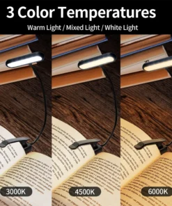 Alternative view of USB Rechargeable LED Reading Lamp Book Clamp Reading Light 3 color Temperatures for Work Reading Student Dormitory Night Light