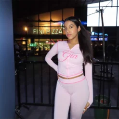 Two-Piece Long-Sleeved Suit Tracksuit + Solid Color + Open Collar + Women's Fashion