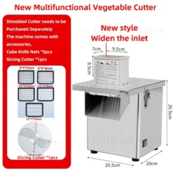 Electric Vegetable and Fruit Slicer with 5 Blades for Cubes and Strips