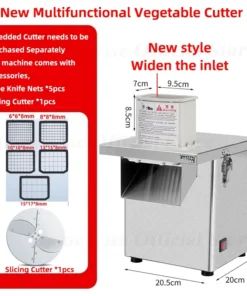 HomeWise Electric Vegetable and Fruit Slicer with 5 Blades - Cutting Machine for Cubes and Strips