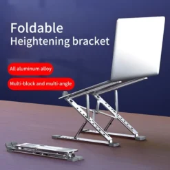 Adjustable Aluminum Laptop Stand with Folding Design for Heat Dissipation - Compatible with MacBook and Tablets