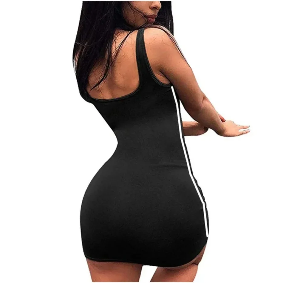 Summer Women's Casual Sheath Dress, Spaghetti Strap Sleeveless Slim Fit - Image 4