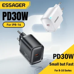 Essager 30W PD 3.0 USB-C Charger with Fast Charging for iPhone, Samsung, Huawei, and iPad