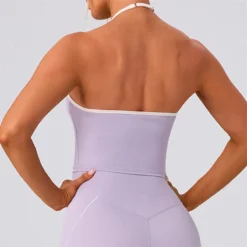 Alternative view of Yoga Top with Chest Pad and Contrasting Color for Women's Fitness Training