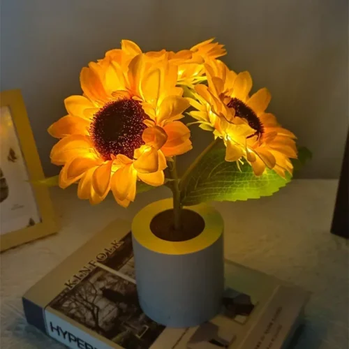 Alternative view of 3 LED Night Light Rechargeable Sunflower Lights Interior Lighting Bedroom Bedside Desktop Decoration Table Lamp Night Lamps