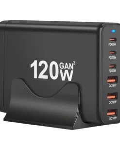 120W GAN Multi USB Charging Station 6 Port Hub Type C Charger PD Fast Charging Station Smart charger For iPhone Samsung Xiaom