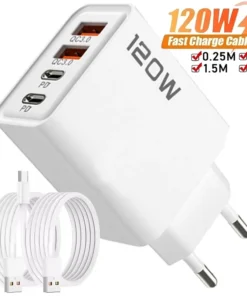 Samsung 120W 4-Port USB Type-C Wall Charger with Fast Charging Cable