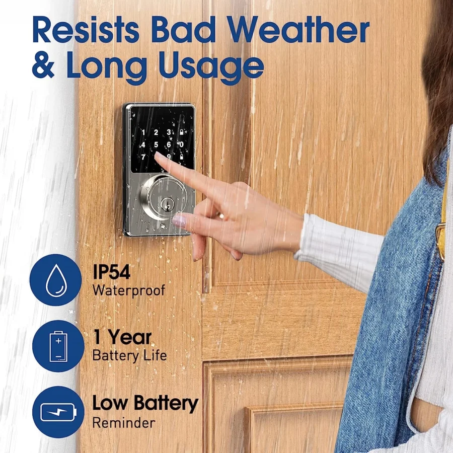 Smart Door Lock with Touchscreen Keypad, Keyless Entry, App Unlock, 50 User Codes - Image 6