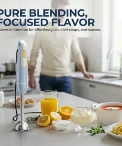 Alternative view of ROUNY Handheld Immersion Blender, Light Blue, Stainless Steel Blades