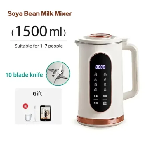 Alternative view of TINSOL 1500ml Stainless Steel Blender with 10 Blades - Multifunctional Soymilk Maker