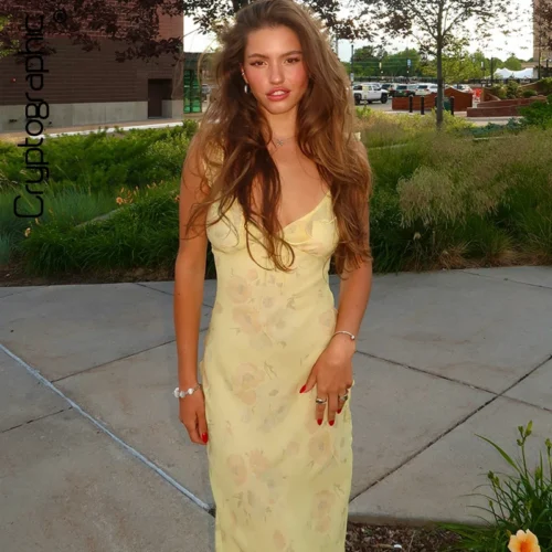 Cryptographic Floral Print Plunge Maxi Dress - Backless Summer Beachwear