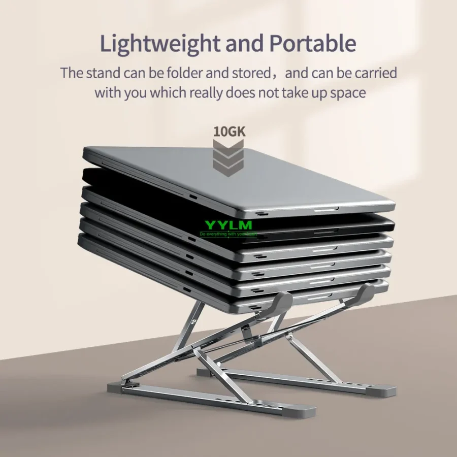YYLM Aluminum Laptop Stand - Adjustable, Portable, and Foldable for MacBook and Notebooks - Image 4