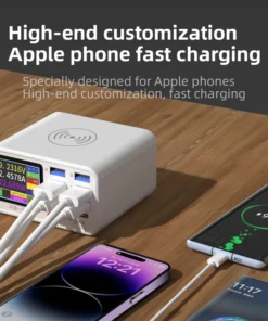 Alternative view of Multi functional 8-port USB Wireless Fast Charging Station Visual Current Detection Charger For Mobile Phone iPad Flash Charging