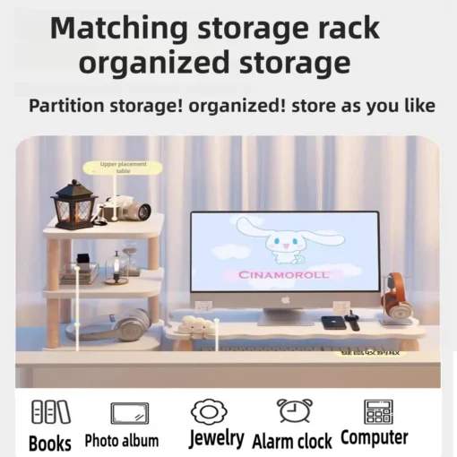 Office computer riser with desktop storage rack for organized workstation displays - Image 4