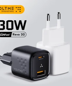 VOLTME USB C Fast Charger 30W GaN Charger QC PD 3.0 Dual Port Portable Adapter For IPhone 15 14 13 IPad Xiaomi Fast Wall Charger
