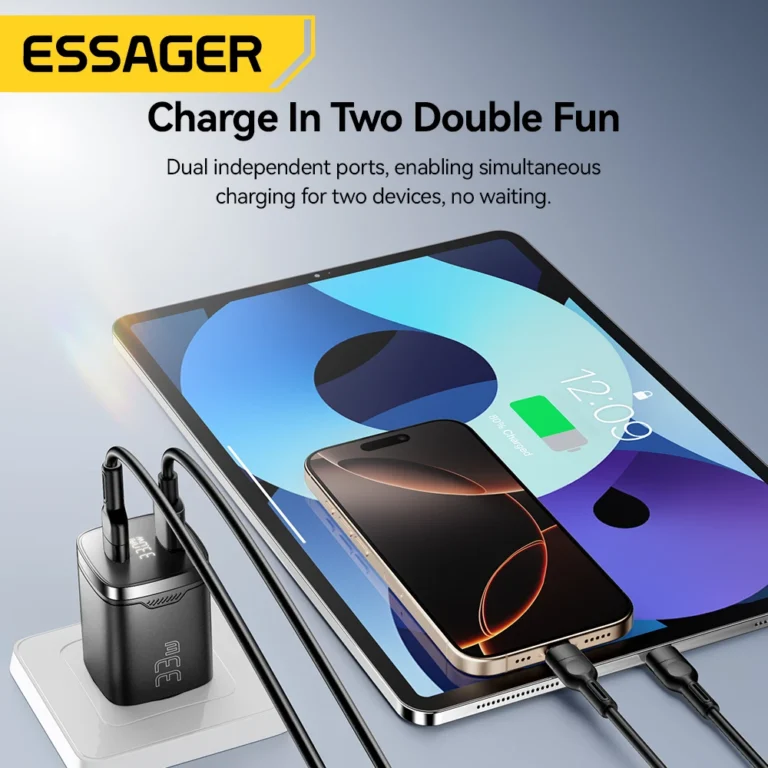 Essager 33W GaN USB-C Charger with Digital Display - Fast Charging for iPhone and Android Devices - Image 5
