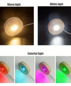 Alternative view of Wood Desktop Decorative Lights Base Night Light Wooden LED USB RGB Display Lamp Display Stand Lamps Holder Art Ornament