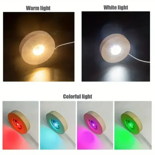 Alternative view of Wood Desktop Decorative Lights Base Night Light Wooden LED USB RGB Display Lamp Display Stand Lamps Holder Art Ornament