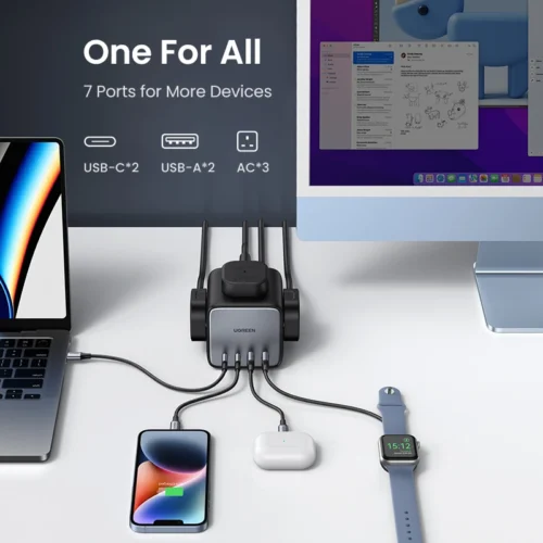 Alternative view of UGREEN 65W GaN Charger Desktop Charging Station USB C Power Strip Fast Charger for Laptop Macbook iPhone 17 16 Android Phone