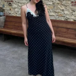 Alternative view of Lace V-Neck Maxi Dress with Backless Design and Slim Fit for Women