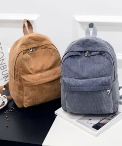 Alternative view of New Trend Backpack Fashion Women Corduroy Backpack College Women Solid Color School Backpack Travel Shoulder Bags For Teenagers