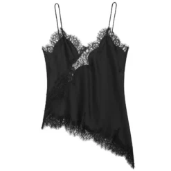 Alternative view of Asymmetrical Lace Tank Top for Women, Sleeveless Backless Y2K Camisole in Black