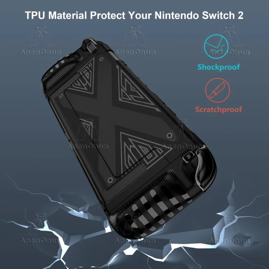 Switch 2 TPU+PC Split Case Non-Slip Grip Full Cover Skin Shockproof Anti-Scratch All-Round Protection Durable Soft Shell - Black - Image 5
