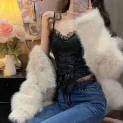 Crop Tops with Corset Lace Bandage Design for Women, Fashionable Sleeveless Camisole and Tank Top